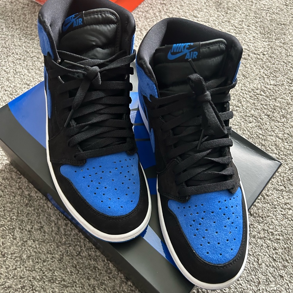 Nike Black and Blue Jordan 1s